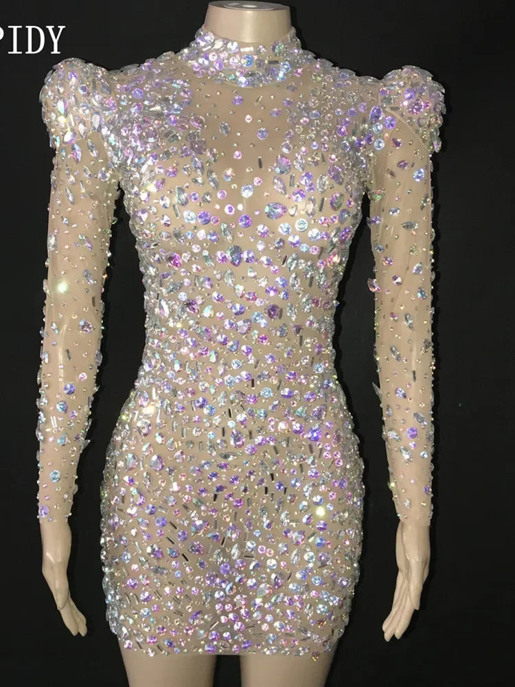 Rhinestones Colorful Jumpsuit Dancer Prom