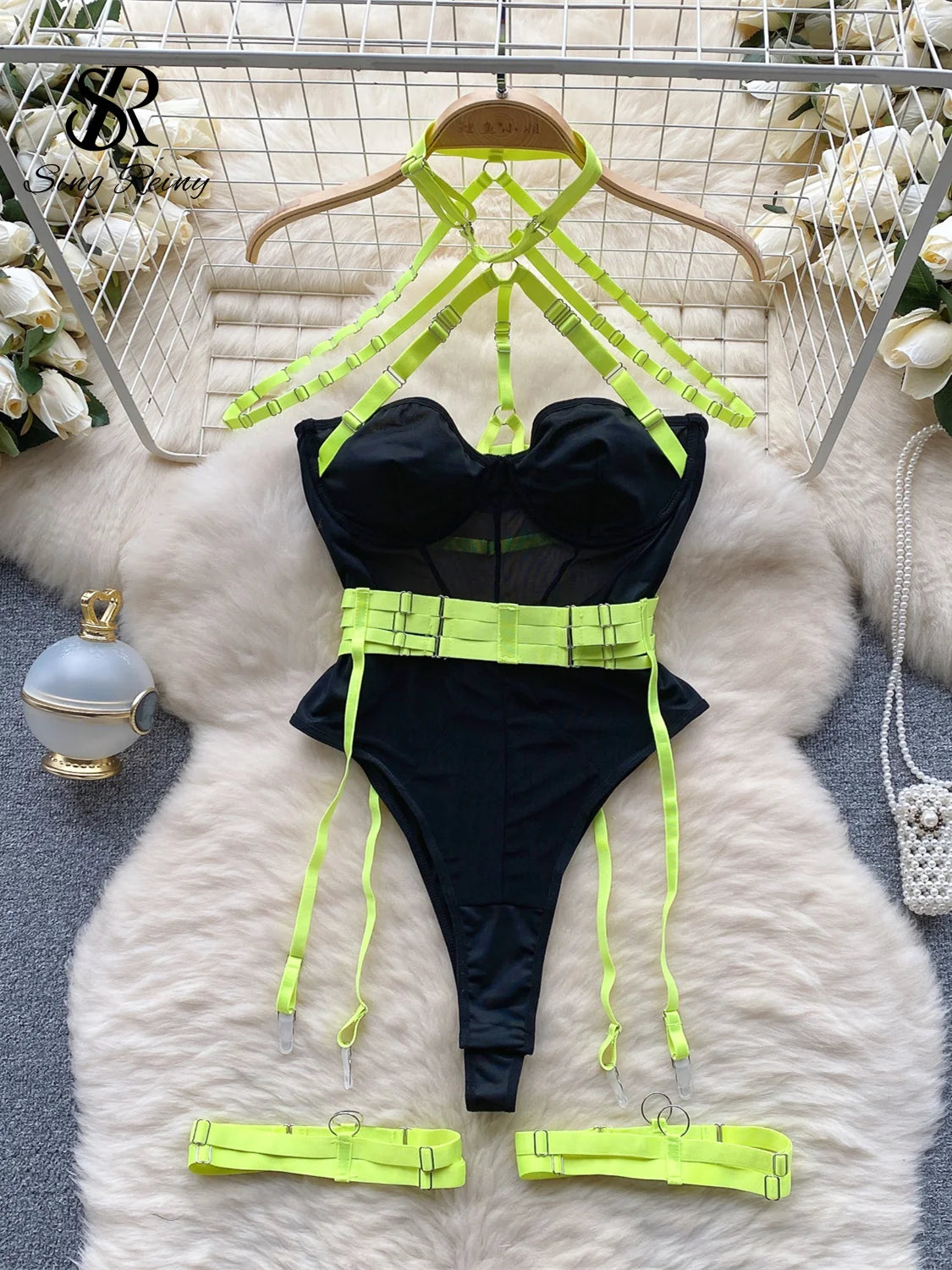 Mesh Halter Bodysuits