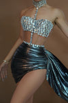 Rhinestone crystal faux Diamond Sexy Party Dress Nightclub Bar