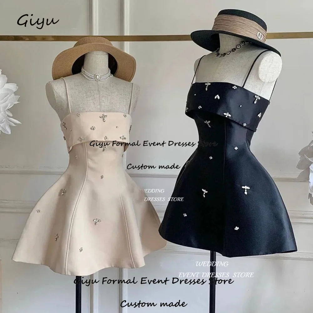 Beaded Spaghetti Strap A-line Dress