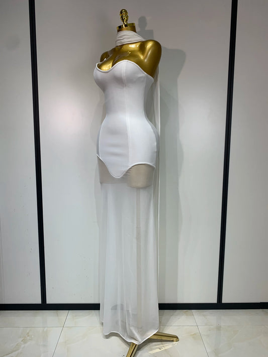 Strapless Mesh Patchwork Bandage