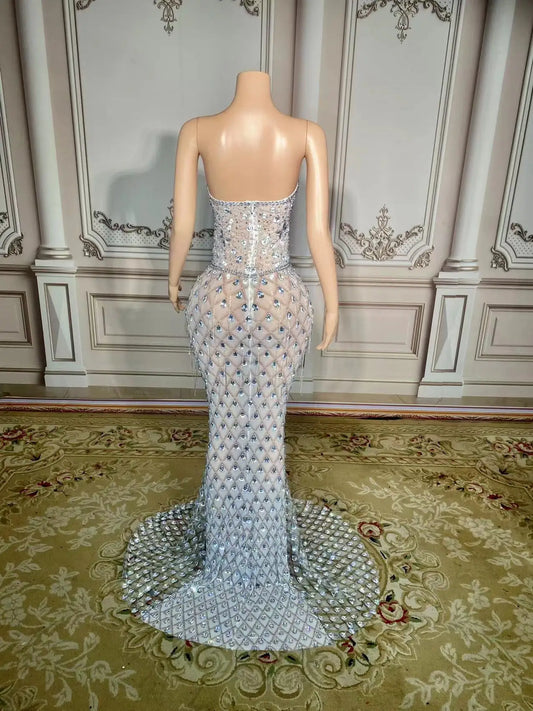 Sparkly Rhinestones Pearls Floor-length