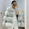 Fox Fur Coat Female Winter Diamond Beading Fox Fur Parkas With Sheep Leather Jacket