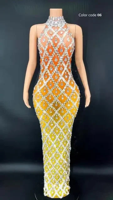 Rhinestone Embellished Gown Dress