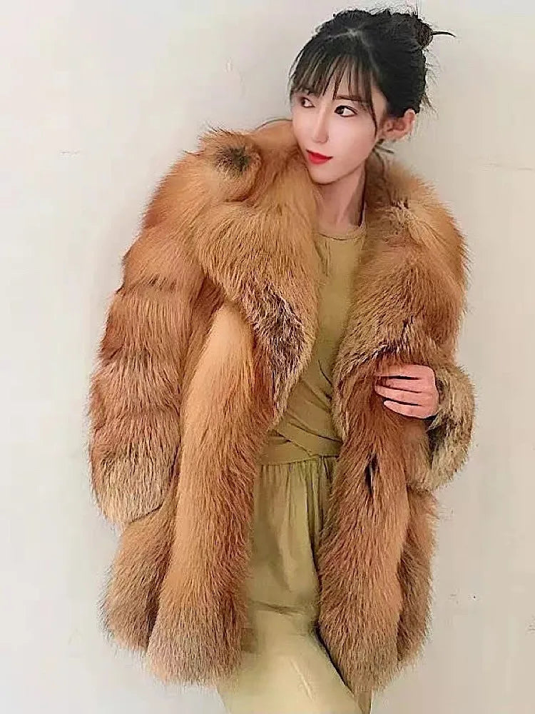 Luxury White Natural Fox Fur Jacket