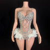 Bling Bling Glitter Diamonds Cut Out Bodysuit