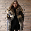 Real Raccoon Fur Coat With English Collar Natural Full Skin Coats