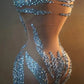 Sexy Evening Luxurious Silver Rhinestones Sleeveless outfit Dress