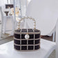 Faux Diamond and pearl encrusted metal basket purse Handbag