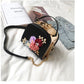 Metal Clip Square 3D Floral Vintage Handbag