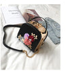 Metal Clip Square 3D Floral Vintage Handbag