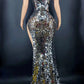 Luxurious Silver Mirrors Evening Sleeveless Dress