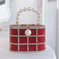 Faux Diamond and pearl encrusted metal basket purse Handbag