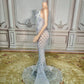 Women's Rhinestones crystals embellished snake décor Floor-length night evening gown party Dress