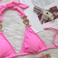 Halter tie rhinestone embellished heart Bikini