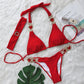 Halter tie rhinestone embellished heart Bikini