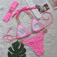 Halter tie rhinestone embellished heart Bikini