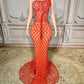 Women's Rhinestones crystals embellished snake décor Floor-length night evening gown party Dress