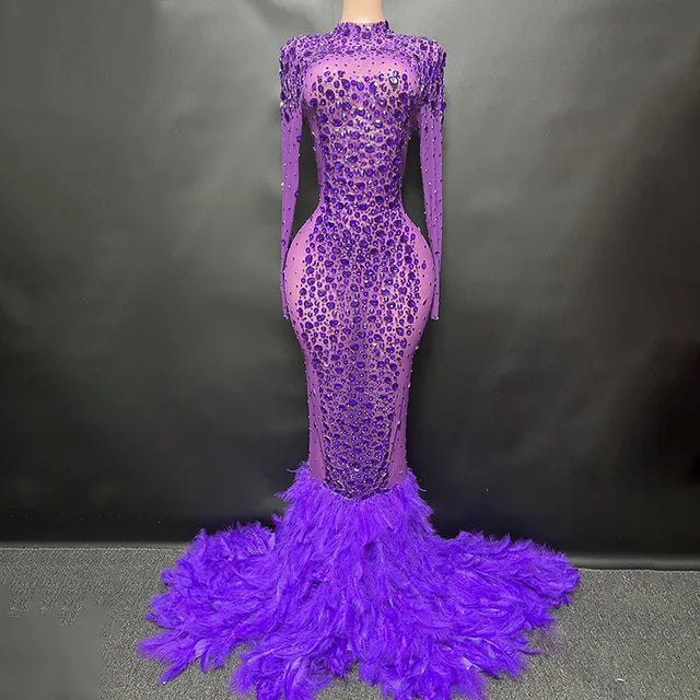 open lace back dress Sparkling Diamond Sweetheart Mermaid Prom Dress with Lace-Up Split Front  Design main image 0