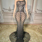 Sparkly Rhinestones Pearls Floor-length
