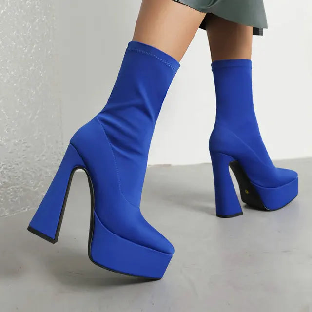 Stretch Over-the-Knee Platform Boots