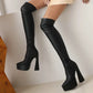 Stretch Over-the-Knee Platform Boots