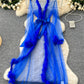 SINGREINY Transparent Gauze Spliced Wool Long Robes Sleepwear