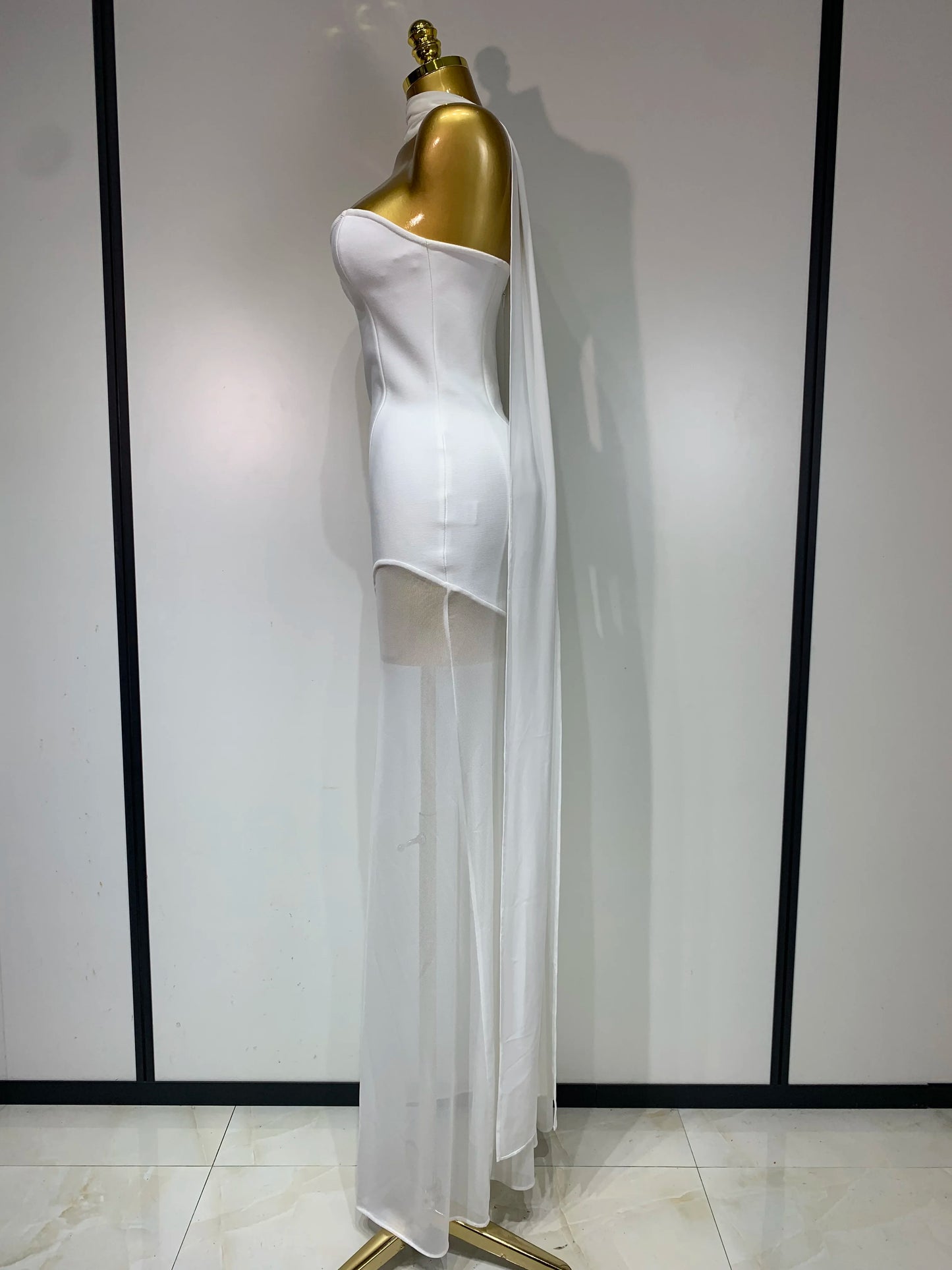 Strapless Mesh Patchwork Bandage