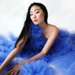 Blue 3D Flowers Chic Women Dress