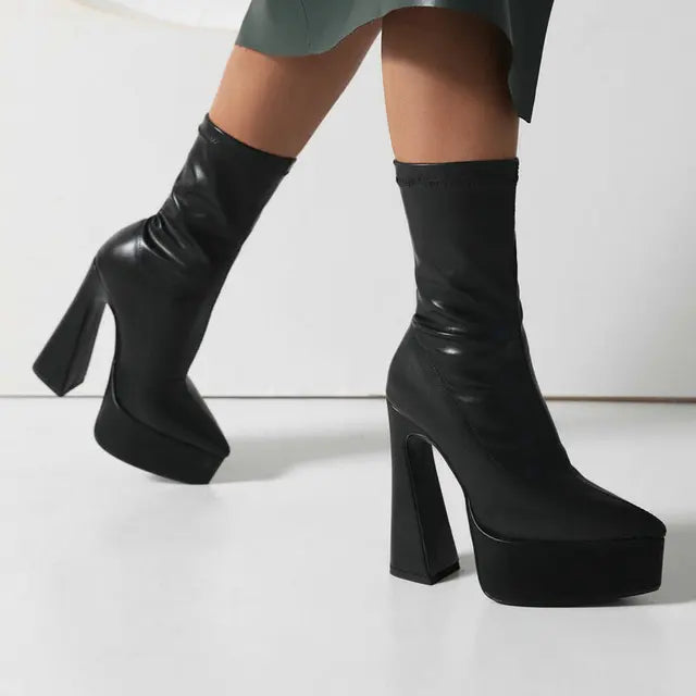 Stretch Over-the-Knee Platform Boots