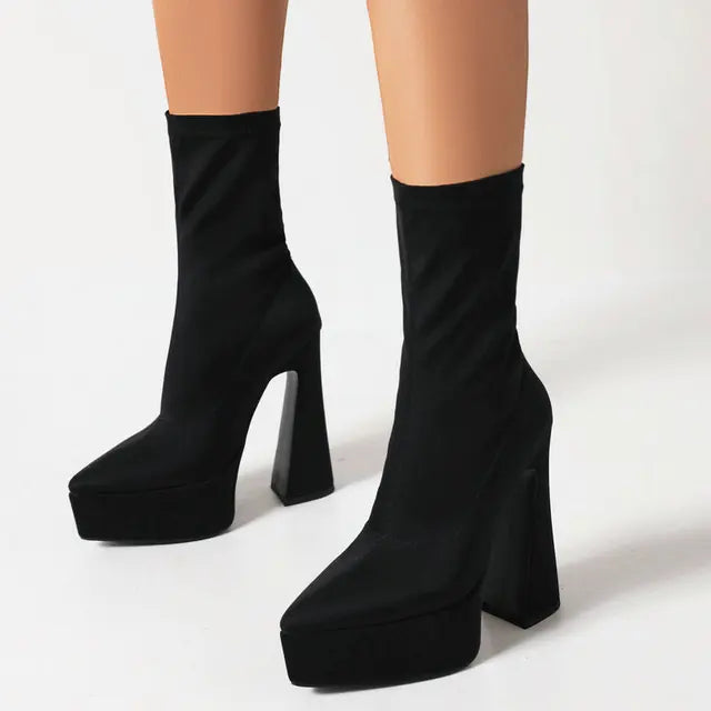 Stretch Over-the-Knee Platform Boots