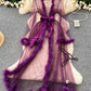 SINGREINY Transparent Gauze Spliced Wool Long Robes Sleepwear