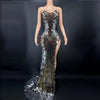 Luxurious Silver Mirrors Evening Sleeveless Dress