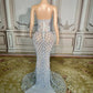 Sparkly Rhinestones Pearls Floor-length