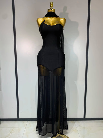 Strapless Mesh Patchwork Bandage