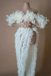 Two-piece floral dress sequin white sexy lace Top and skirt set