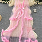 SINGREINY Transparent Gauze Spliced Wool Long Robes Sleepwear