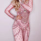 Pink Crystals embellished Jumpsuit faux Diamond Bodysuit