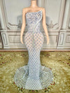 Women's Rhinestones crystals embellished snake décor Floor-length night evening gown party Dress