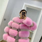 Fox Fur Coat Female Winter Diamond Beading Fox Fur Parkas With Sheep Leather Jacket