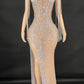 Rhinestones Crystal  Sequin party evening gown dress