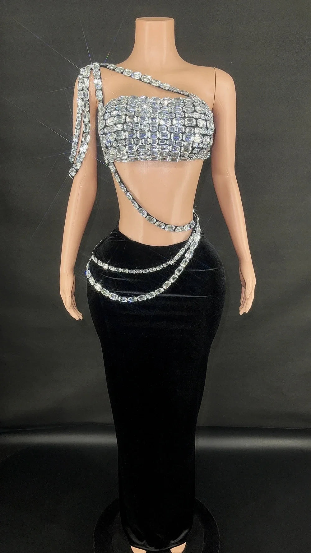 Sparkly Diamonds Tube Top Long Skirt Set