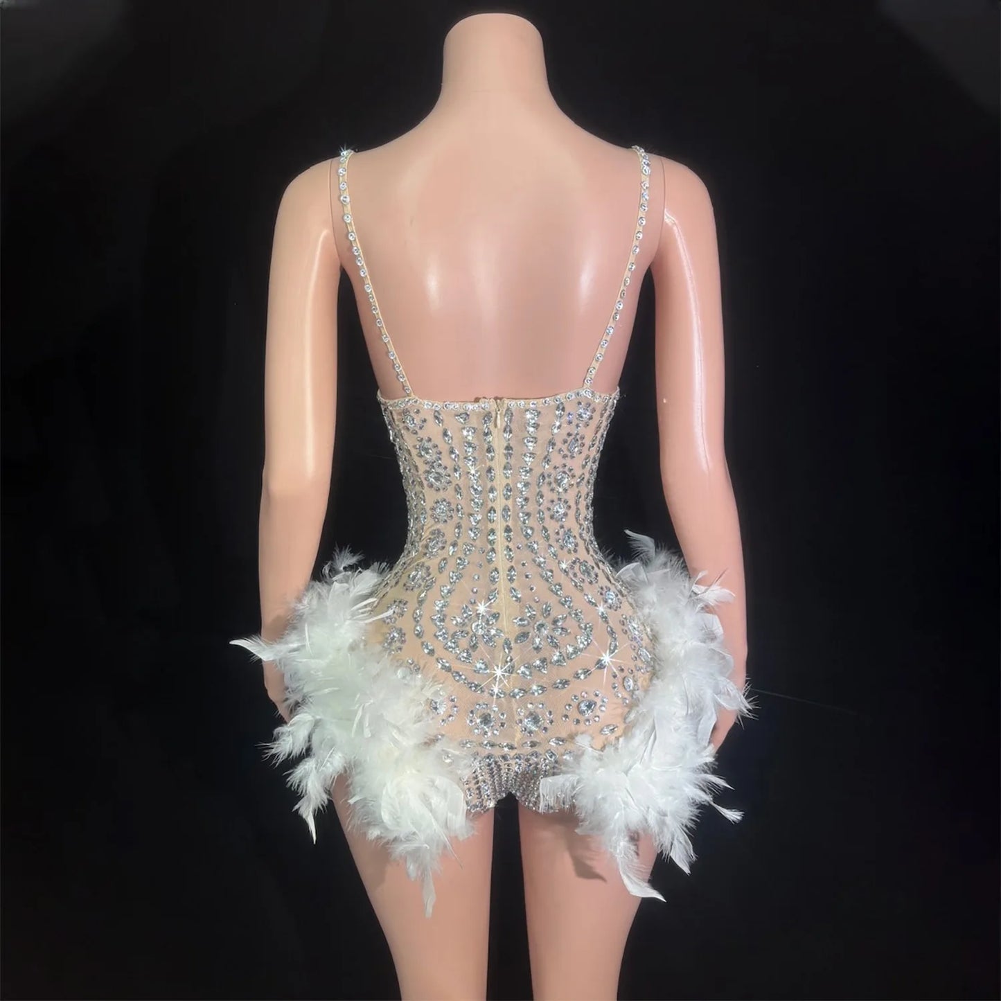 Bling Bling Glitter Diamonds Cut Out Bodysuit