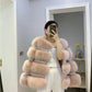 Fox Fur Coat Female Winter Diamond Beading Fox Fur Parkas With Sheep Leather Jacket