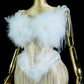 White Feather Stage Pearl Lingeries Set