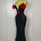 Black Off Shoulder Red Flower Bandage Long Dress Women Elegant Fshion Celebrity Party Dress