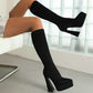 Stretch Over-the-Knee Platform Boots