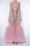 Pink Lace High-Low Dress