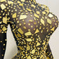 See Through mesh Golden glass embellished evening gown Dress