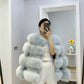 Fox Fur Coat Female Winter Diamond Beading Fox Fur Parkas With Sheep Leather Jacket